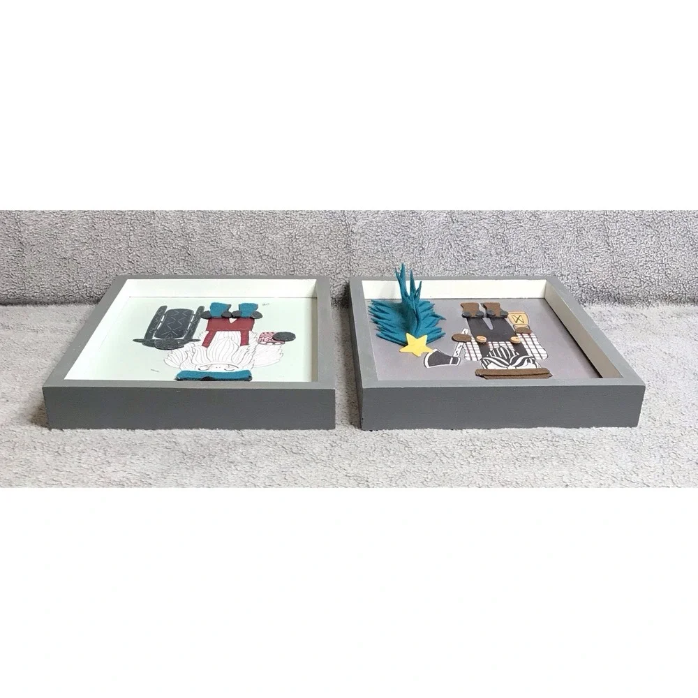 Lot Of Two Woodland Wonders Lumberjack Christmas‎ Wooden Shadow Box Pictures